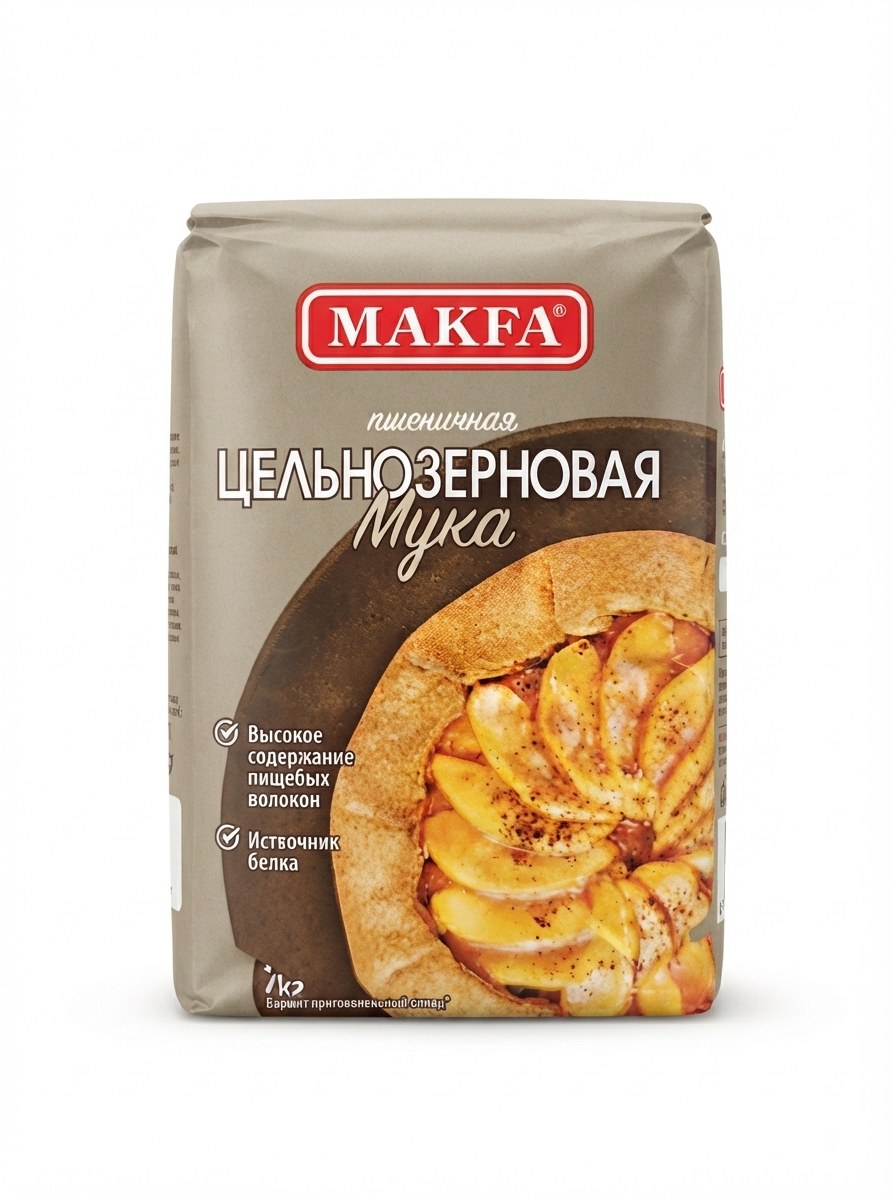 Мука пшенич Makfa Цельнозерн 1кг
