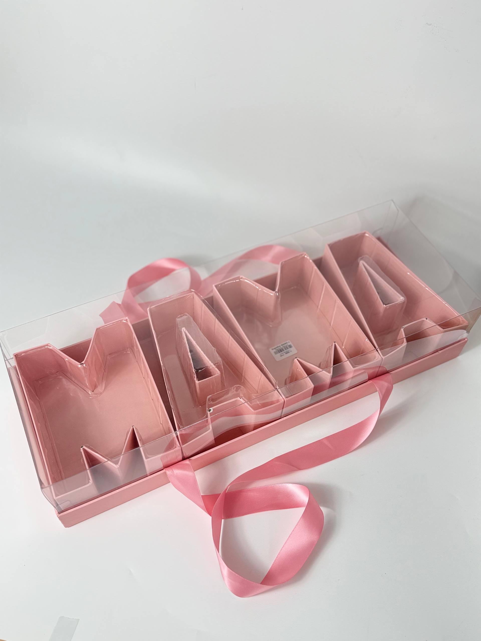 Коробка МАМА с прозр крыш розовый 46см