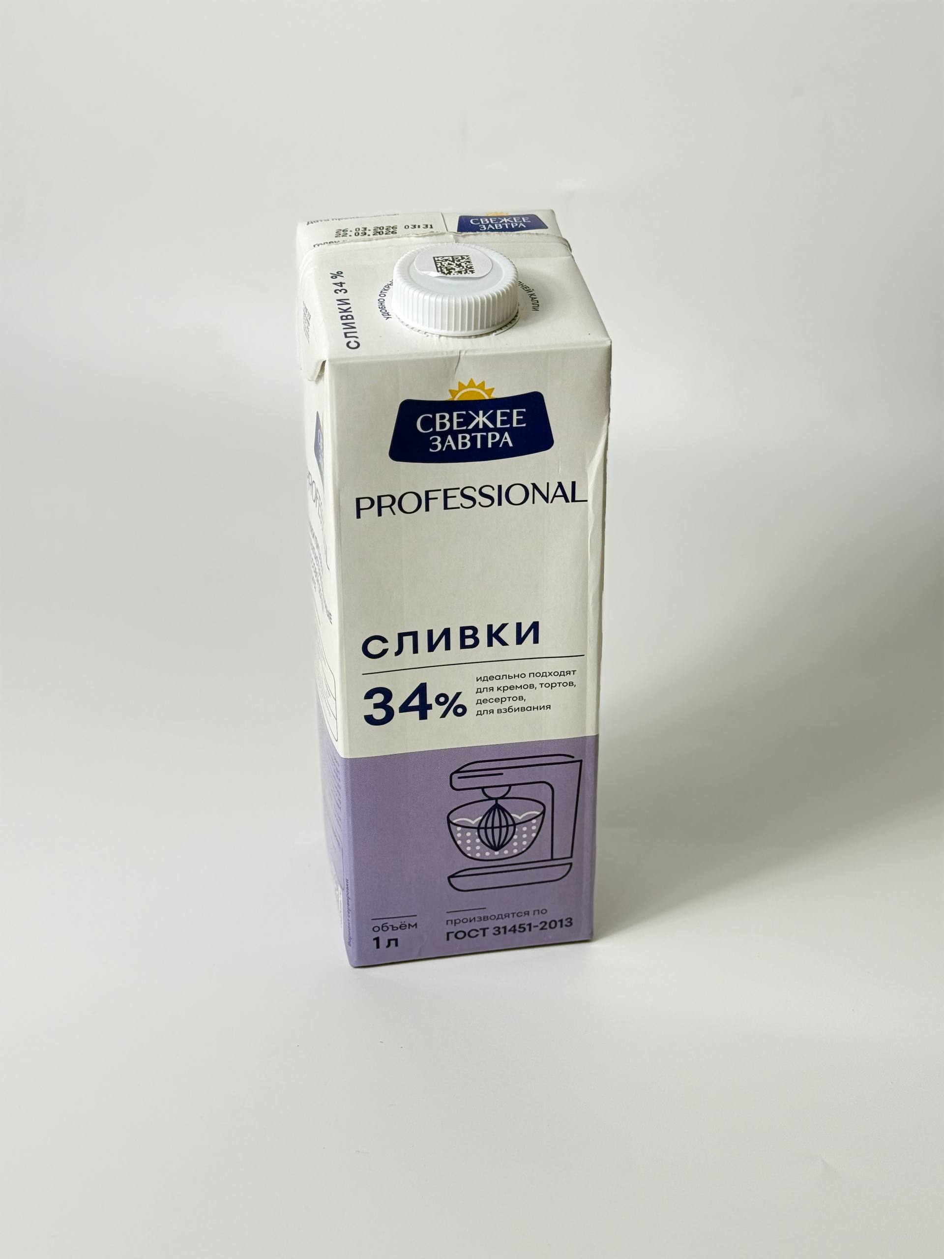 Сливки Свежее завтра 34% 1л